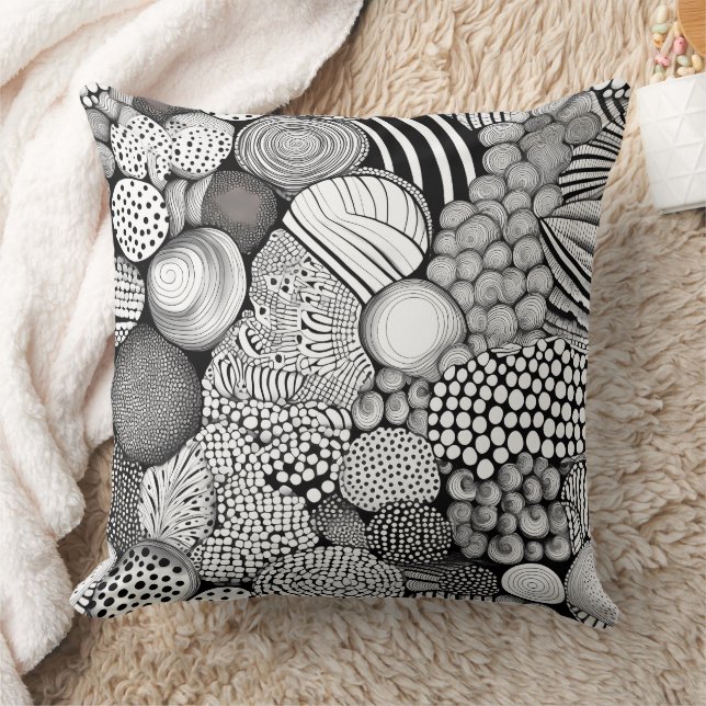 Ritme in zwart en wit – Abstract monochroom 6 Kussen (Deken)