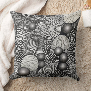 Ritme in zwart en wit – Abstract Monochroom 8 Kussen