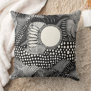 Ritme in zwart en wit – Abstract monochroom Kussen