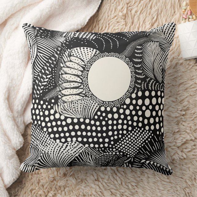 Ritme in zwart en wit – Abstract monochroom Kussen (Deken)