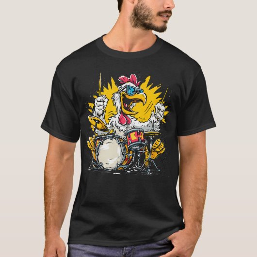 Ritme Kip Met Drums Voor Drummer T-shirt (Voorkant)