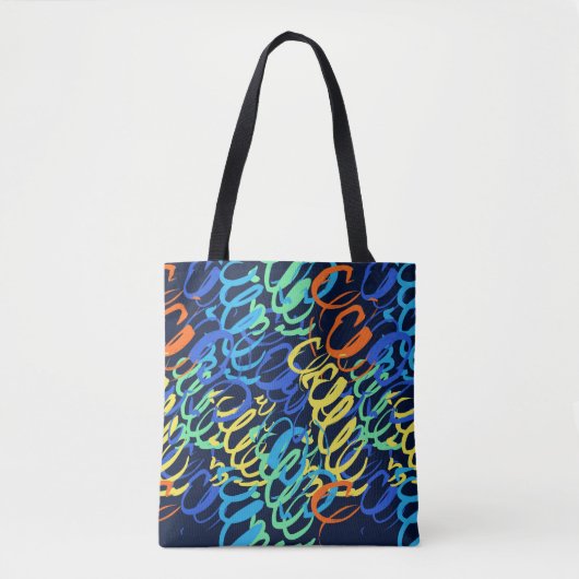 Ritme & Kleur" Handgeschilderd Abstract Tote Bag (Voorkant)