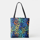Ritme & Kleur" Handgeschilderd Abstract Tote Bag (Achterkant)
