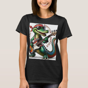 Ritme reptiel alligator gitarist vrouw biologisch t-shirt