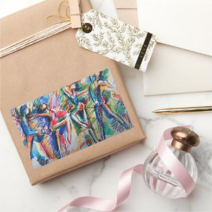 Ritme van Beweging Abstracte Dansers Klassiek Rond Rechthoekige Sticker
