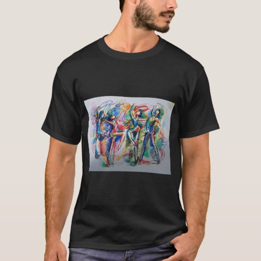 Ritme van Beweging Abstracte Dansers T-shirt (Voorkant)