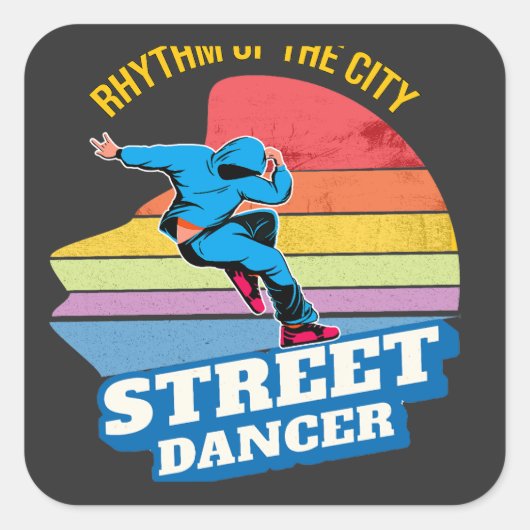 Ritme van de stad: Street Dance Vierkante Sticker (Voorkant)