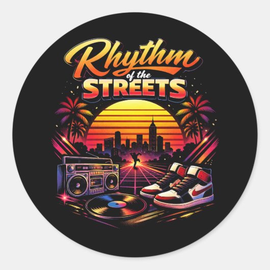 Ritme van de Straten Ronde Sticker (Voorkant)