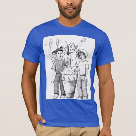 Ritmes Drum Dancing People Grayscale Illustratie T-shirt (Voorkant)