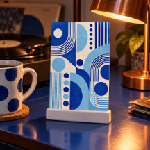Ritmes in Blauwe Kunstprint