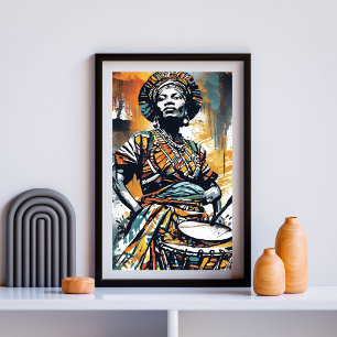 Ritmes van haar geest - Afrikaanse drummer Woman A Poster