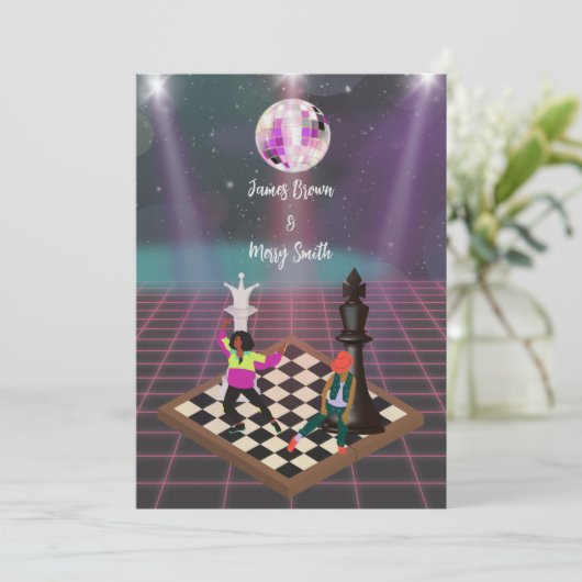 Ritmes van Liefde Dans van Royalty Disco Bruiloft Kaart (Staand voorkant)