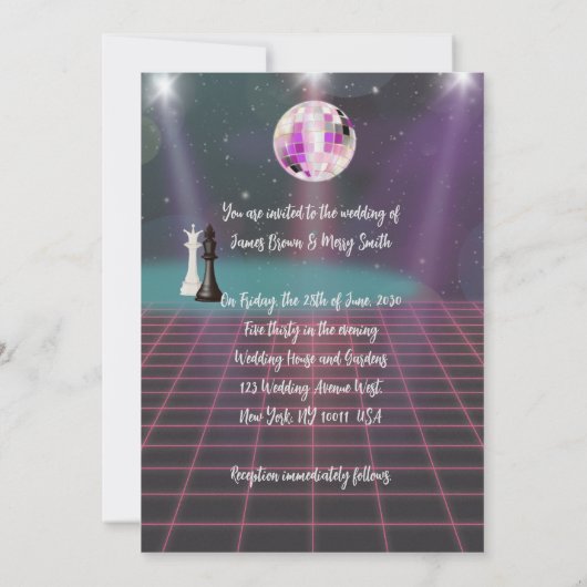 Ritmes van Liefde Dans van Royalty Disco Bruiloft Kaart (Achterkant)