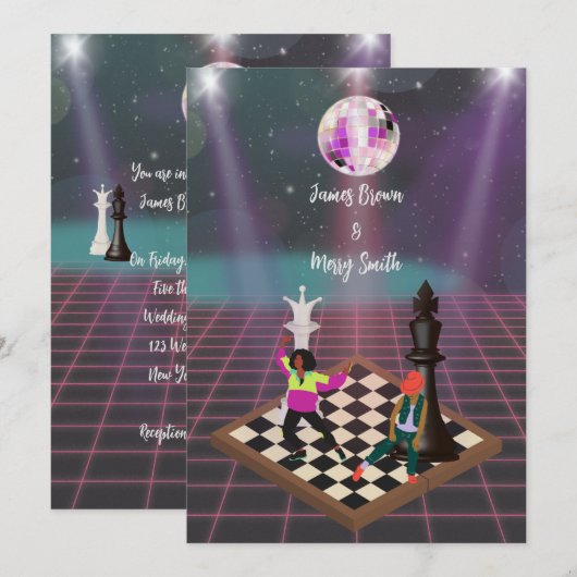 Ritmes van Liefde Dans van Royalty Disco Bruiloft Kaart (Voorkant / Achterkant)