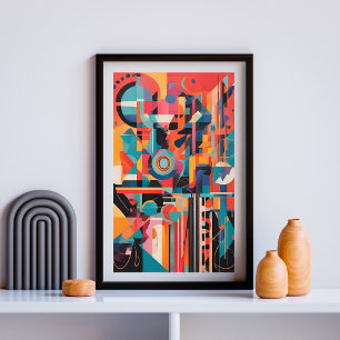 Ritmes van Neon Geometrie Poster