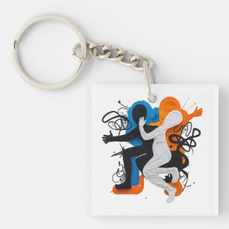 Ritmeuze Fusie: Dans van Schaduwen en Kleuren Sleutelhanger