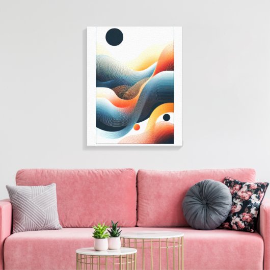 Ritmische contouren canvas afdruk (Insitu (Woonkamer))