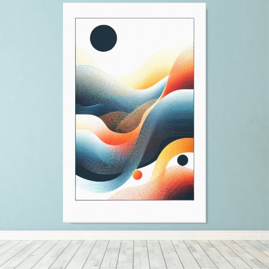 Ritmische contouren canvas afdruk (Insitu (Houten vloer))