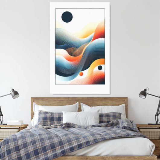 Ritmische contouren canvas afdruk (Insitu (Slaapkamer))