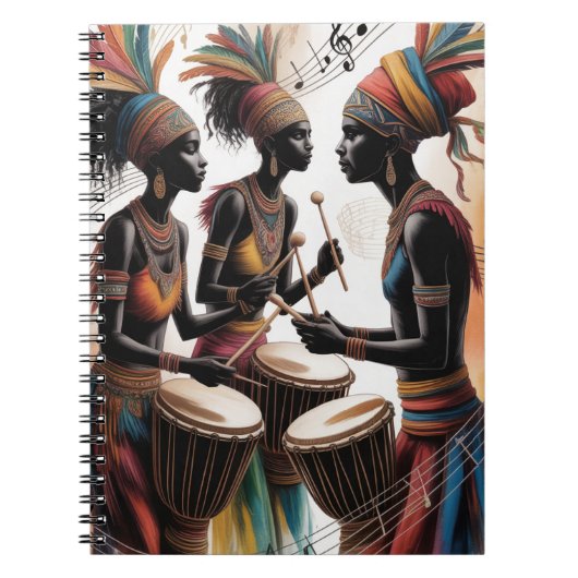 Ritmische Drum Muziekuitbeelding Notitieboek (Voorkant)