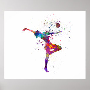Ritmische gymnastiek in aquarel poster