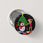Ritmische gymnastiek Kerst vieren Ronde Button 3,2 Cm (Voorkant /achterkant)