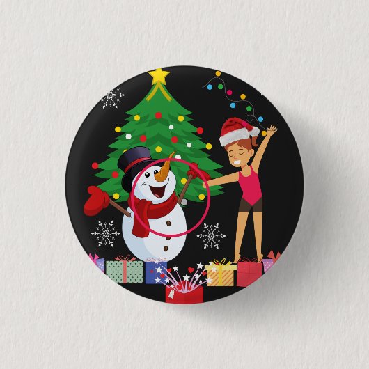 Ritmische gymnastiek Kerst vieren Ronde Button 3,2 Cm (Voorkant)