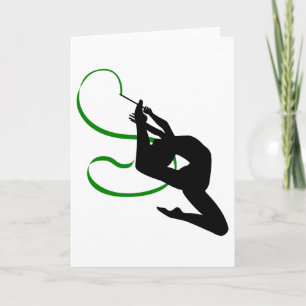 Ritmische gymnastiek lintdanseres silhouet kaart