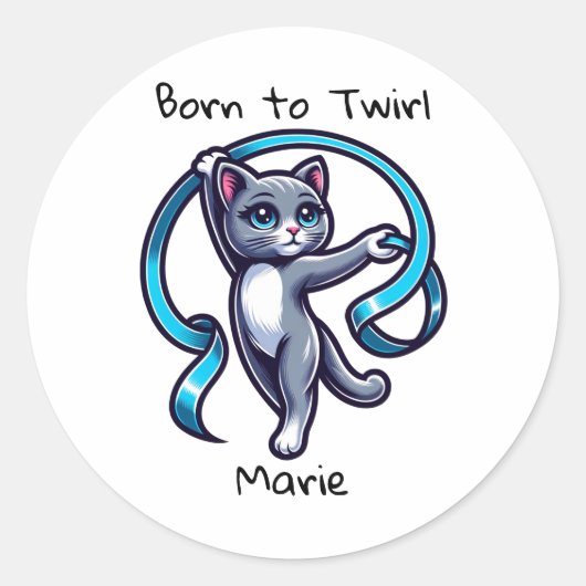 Ritmische gymnastiek lintdraai ronde sticker (Voorkant)