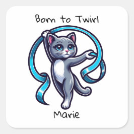 Ritmische gymnastiek lintdraai vierkante sticker