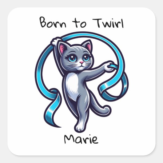 Ritmische gymnastiek lintdraai vierkante sticker (Voorkant)