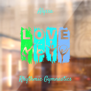 Ritmische gymnastiek Love in groen en Aqua Raamsticker