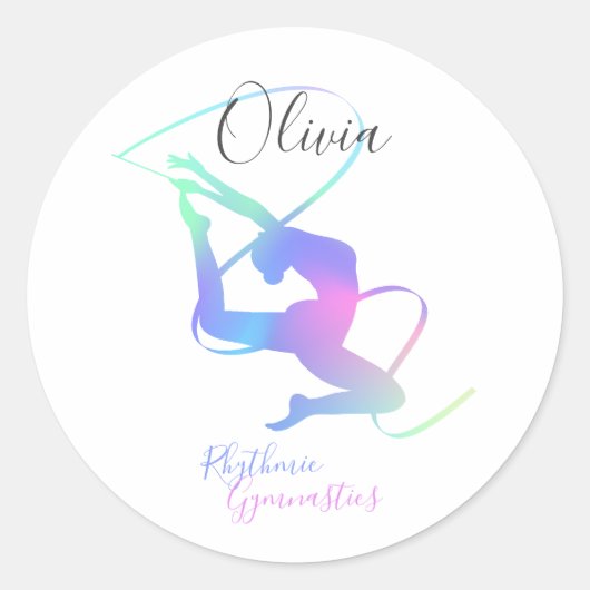 Ritmische gymnastiek met lint ronde sticker (Voorkant)