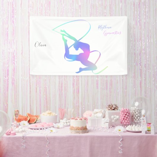 Ritmische gymnastiek met lint spandoek (Feest)