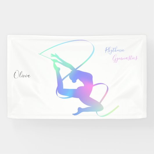 Ritmische gymnastiek met lint spandoek (Horizontaal)