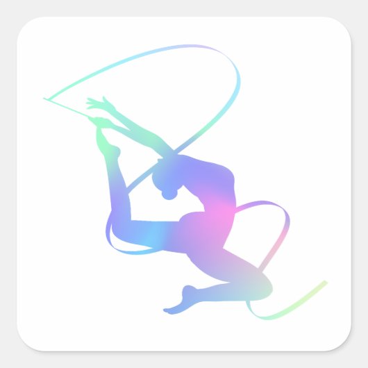 Ritmische gymnastiek met lint vierkante sticker (Voorkant)
