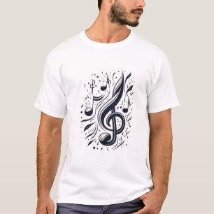 Ritmische harmonie: zwevende muzieknoot t-shirt