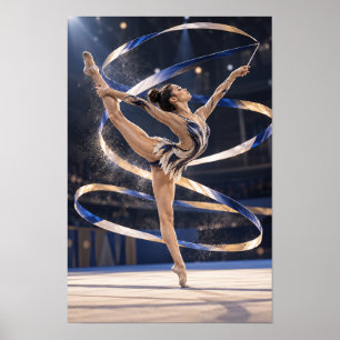 Ritmisches gymnastiek lint vrouwelijke gymnaste wa poster