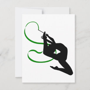 Ritmisches gymnastiek lintdanseres silhouet kaart