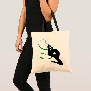 Ritmisches gymnastiek lintdanseres silhouet tote bag