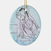 Ritracer (blauw/bloemen/letter) keramisch ornament (Rechts)