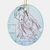 Ritracer (blauw/bloemen/letter) keramisch ornament (Links)