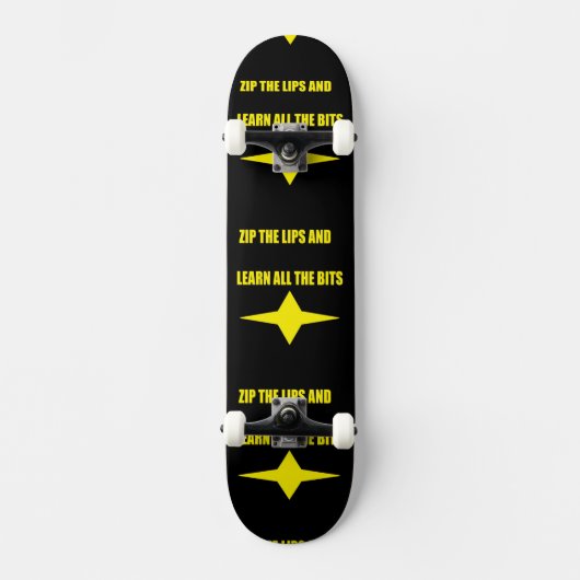 Rits de lippen zwart geel ontwerp persoonlijk skateboard (Voorkant)