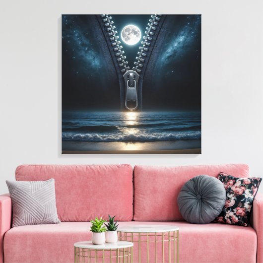 Rits die het maanlicht uitpakt canvas afdruk (Insitu (Woonkamer))