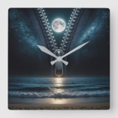 Rits die het maanlicht uitpakt vierkante klok (Voorkant)