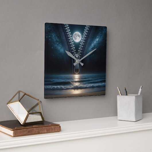 Rits die het maanlicht uitpakt vierkante klok (Kantoor)