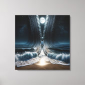 Rits die maanverlichte oceaan openritst canvas afdruk (Voorkant)