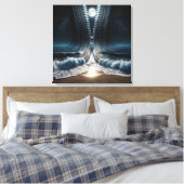 Rits die maanverlichte oceaan openritst canvas afdruk (Insitu (Slaapkamer))