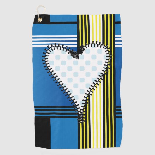 Rits omlijnd hart golfhanddoek (Voorkant)