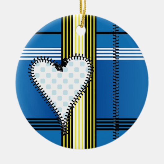 Rits omlijnd hart keramisch ornament (Voorkant)